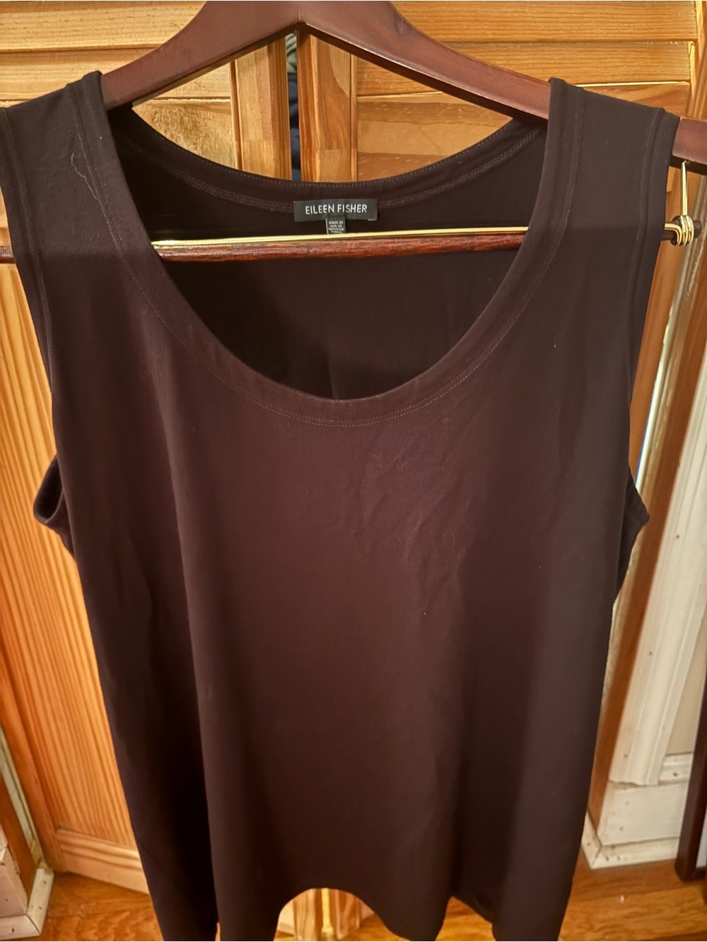 Eileen Fisher Dark Brown Scoop Neck Sleeveless Tank